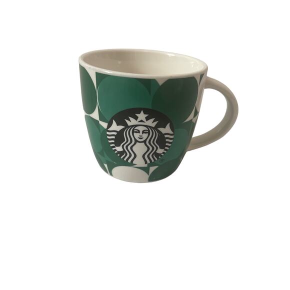 Starbucks 14oz Green Circle/Dots Ceramic Mug Siren Design - Picture 1 of 6